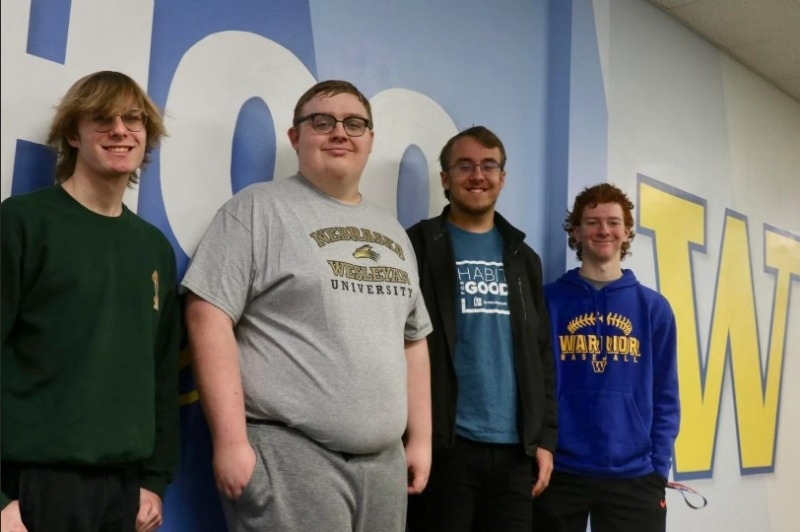 Nathan Eriksen, Lukus Forbes, Seth Obert and Jesse Stebbing make up the Wahoo Quiz Bowl Team.